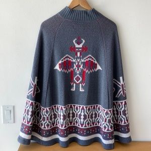 Vintage 1960’s Hopi Kachina Tribal Patterned Poncho